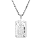 Wholesale Stainless Steel Religious Square Medal Pendant Necklace Virgin Mary Prayer Charm Unisex Vintage Jewelry - Image 4