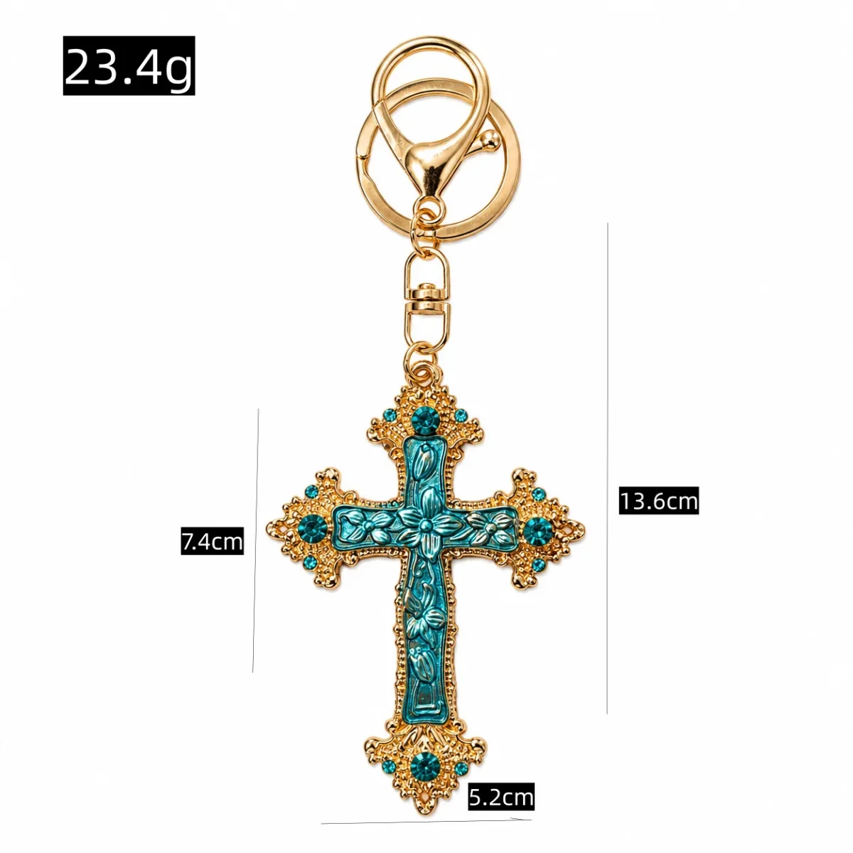 Wholesale Zinc Alloy Rhinestone Cross Keychain Key Ring Drip Oil Charm Light Luxury Gift Key Holder Accessory - Image 2