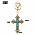 Wholesale Zinc Alloy Rhinestone Cross Keychain Key Ring Drip Oil Charm Light Luxury Gift Key Holder Accessory - Image 2