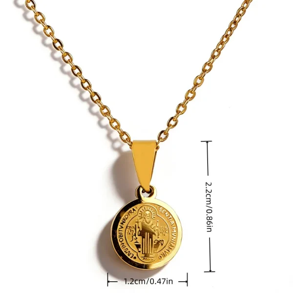 Wholesale Titanium Steel Catholic Oval Portrait Pendant Necklace Vintage Engraved Clavicle Chain Unisex DIY Jewelry Acce