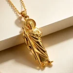 Wholesale Stainless Steel Gold Plated Saint Jude Religious Pendant Necklace Hip Hop Jewelry Accessories Unisex - Image 3