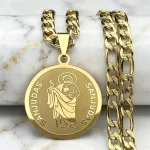 Wholesale Stainless Steel St Jude Thaddeus Medal Pendant Necklace Cuban Chain Religious Jewelry Men Women