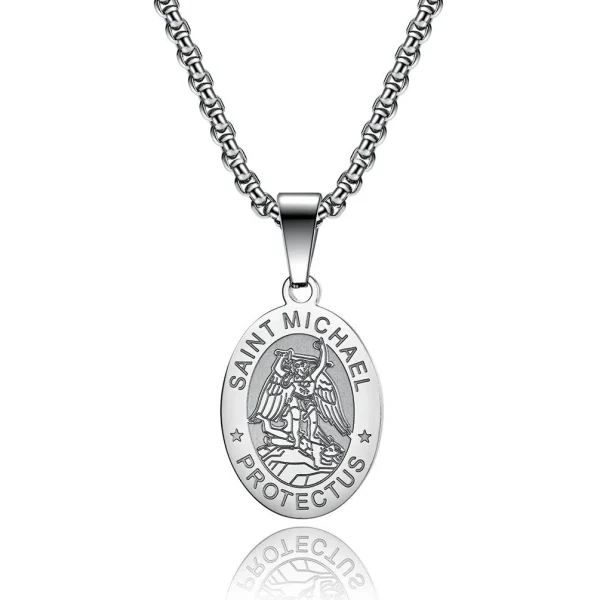 Stainless Steel St Michael Archangel Pendant Necklace Men Religious Jewelry Wholesale Dropshipping
