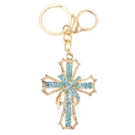 Wholesale Metal Rhinestone Cross Keychain Small Keychain Charm Car Bag Key Chain Accessories Gift - Image 5