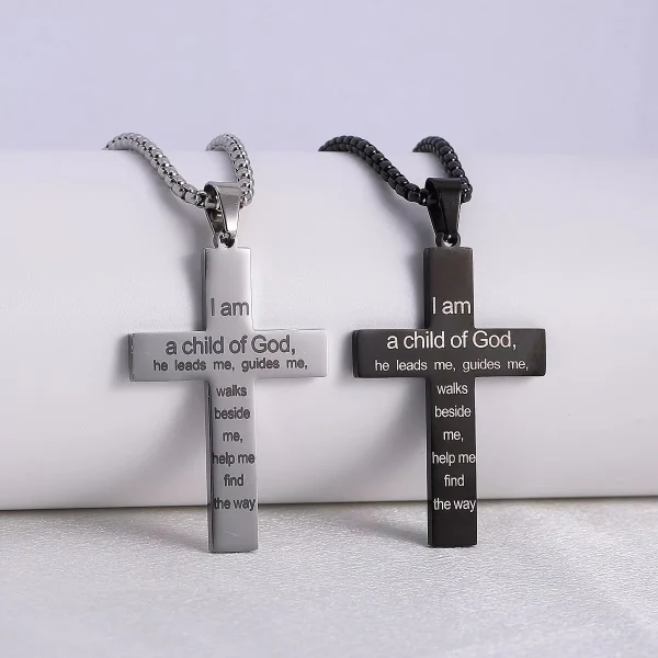 Wholesale Stainless Steel Cross Pendant Necklace Gold Plated Religious Jewelry Catholic Charm Unisex DIY Accessories