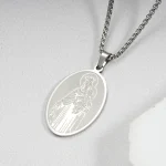 Wholesale Stainless Steel Religious Pendant Necklace Pearl Chain Gold Plated Oval Charm Women Jewelry Accessories - Image 2