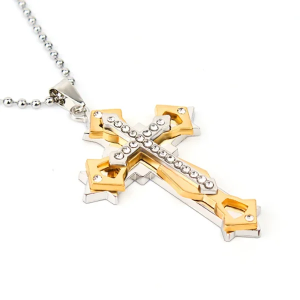 Best-selling God Men’s Necklace Dripping Oil Cross Christianity Catholic Fashion Belief Zinc Alloy Jewelry