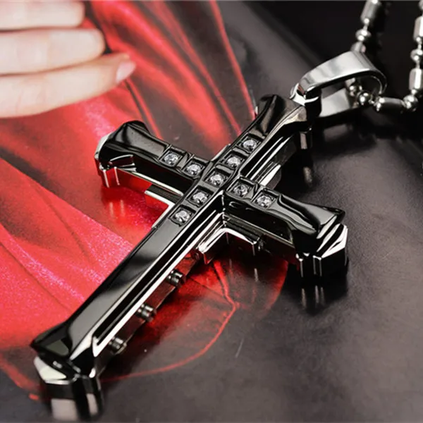 Best-selling God Men’s Necklace Dripping Oil Cross Christianity Catholic Fashion Belief Zinc Alloy Jewelry
