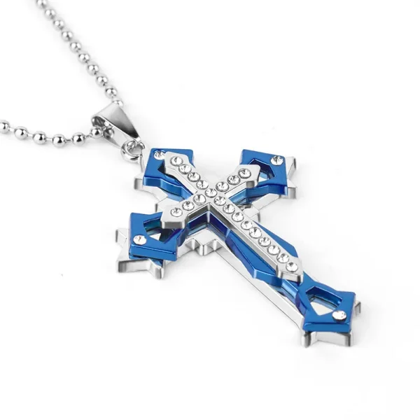 Best-selling God Men’s Necklace Dripping Oil Cross Christianity Catholic Fashion Belief Zinc Alloy Jewelry