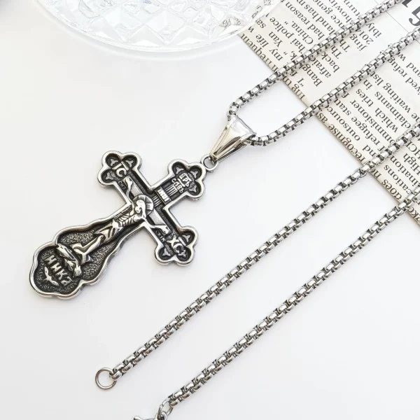 Wholesale Stainless Steel Cross Pendant Necklace Vintage Religious Jewelry Accessories Unisex DIY Gift