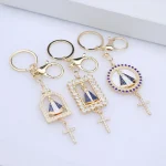 Wholesale Zinc Alloy Vintage Embossed Rose Gold Keychain Charm Keychain Key Ring Accessories Gift