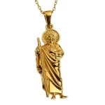 Wholesale Stainless Steel Gold Plated Saint Jude Religious Pendant Necklace Hip Hop Jewelry Accessories Unisex - Image 5