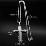 Wholesale Stainless Steel Cross Pendant Necklace Men Women Religious Vintage Double Layer Two Tone Jewelry Accessories - Image 6