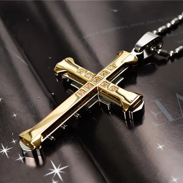 Best-selling God Men’s Necklace Dripping Oil Cross Christianity Catholic Fashion Belief Zinc Alloy Jewelry