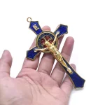 Catholic Crucifix Big Cross Pendant Metal Crafts for Home Wall Decor Engraved Angel Theme Living Room Hanging Ornaments Casting - Image 3