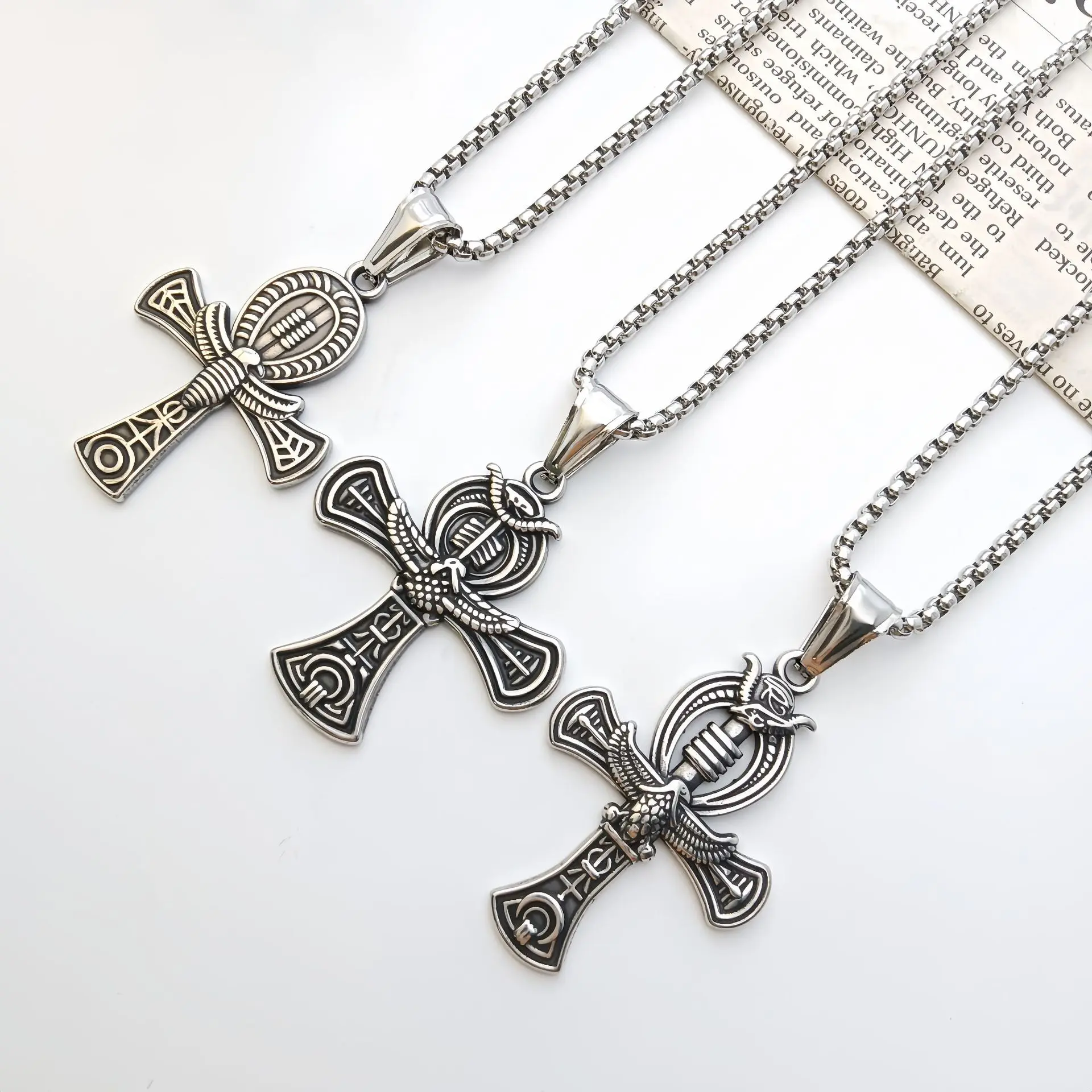 H4668e550c8564e61b712968bc8ec2b48g Wholesale Stainless Steel Cross Pendant Necklace Vintage Religious Jewelry Accessories Unisex DIY Gift - Image 1