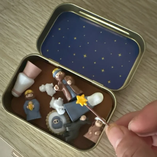 Mini Christmas Nativity Set in Tin Box
