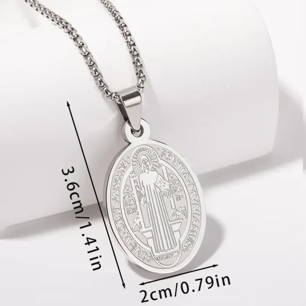 Wholesale Titanium Steel Catholic Oval Portrait Pendant Necklace Vintage Engraved Clavicle Chain Unisex DIY Jewelry Acce