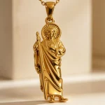 Wholesale Stainless Steel Gold Plated Saint Jude Religious Pendant Necklace Hip Hop Jewelry Accessories Unisex