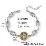 Wholesale Zinc Alloy Vintage Religious Portrait Charm Pendant Bracelet Knot Design Catholic Saint Benedict Jewelry Unisex - Image 6