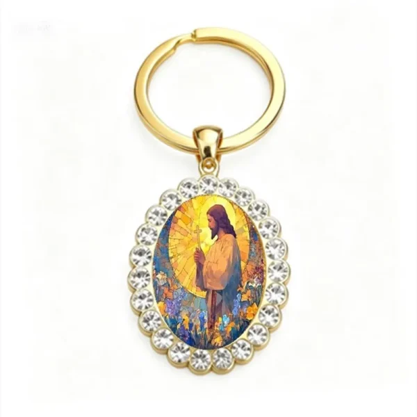 Wholesale Zinc Alloy Catholic Jesus Pattern Sticker Keychain Factory Direct Accessories
