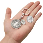 Wholesale Zinc Alloy Double Sided Cross Pastor Virgin Mary Charm Keychain Retro Religious Keychain Key Ring Accessory - Image 3