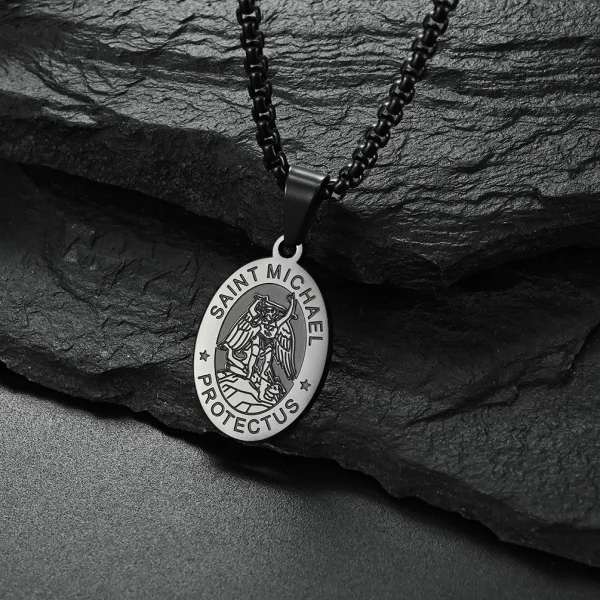 Stainless Steel St Michael Archangel Pendant Necklace Men Religious Jewelry Wholesale Dropshipping