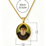 Mecrt Stainless Steel Oval Portrait Pendant Necklace Charbel Makhlouf Catholic Religious Gift - Image 4