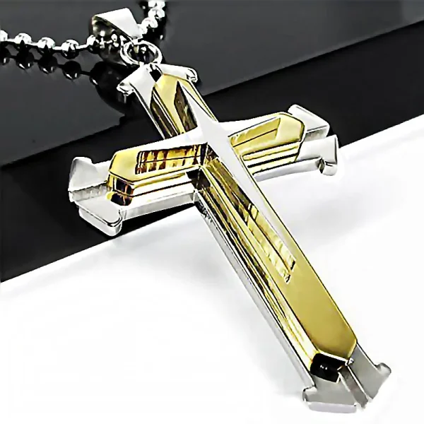 Best-selling God Men’s Necklace Dripping Oil Cross Christianity Catholic Fashion Belief Zinc Alloy Jewelry