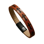Wholesale Vintage Cross Pattern Braided Leather Bracelet Men Magnetic Clasp Multi Layer Wristband Fashion Jewelry - Image 5