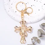 Wholesale Metal Rhinestone Cross Keychain Small Keychain Charm Car Bag Key Chain Accessories Gift - Image 4