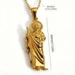 Wholesale Stainless Steel Gold Plated Saint Jude Religious Pendant Necklace Hip Hop Jewelry Accessories Unisex - Image 2
