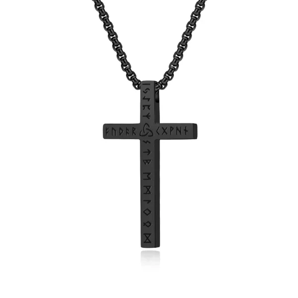 Wholesale Stainless Steel Viking Cross Pendant Necklace Men Retro Nordic Amulet Jewelry Gift