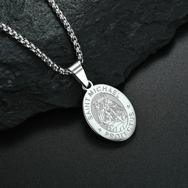 Stainless Steel St Michael Archangel Pendant Necklace Men Religious Jewelry Wholesale Dropshipping