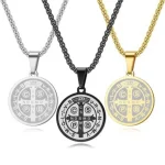 Wholesale Stainless Steel Cross Medal Pendant Necklace Vintage Religious Men Women Titanium Steel Jewelry Accessories