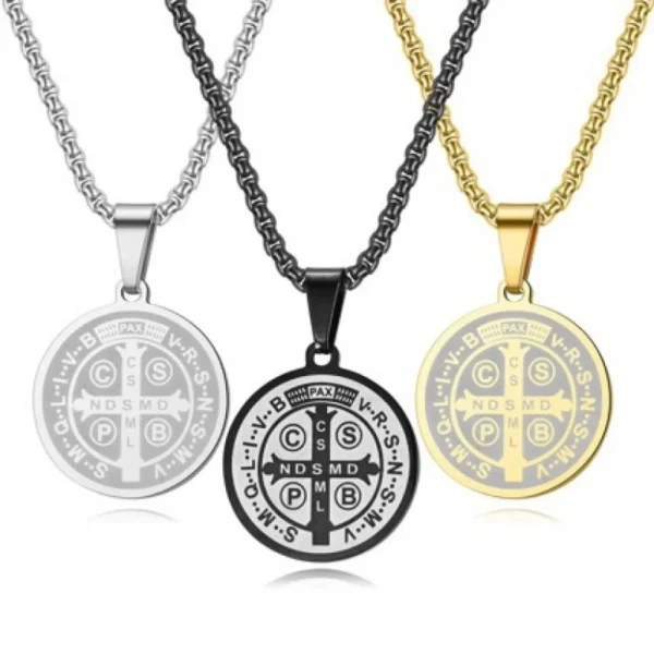 Wholesale Stainless Steel Cross Medal Pendant Necklace Vintage Religious Men Women Titanium Steel Jewelry Accessories