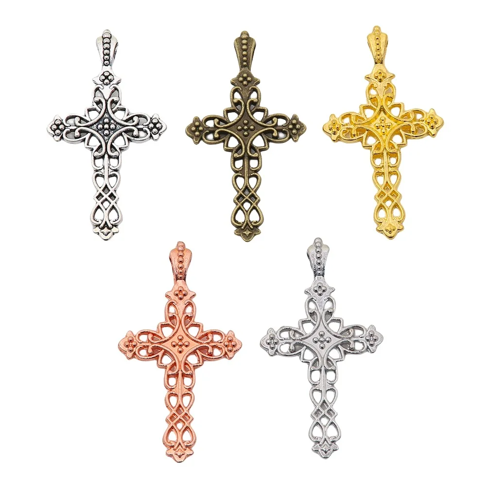 H6129bce83f6f45d1a4bb9aaca8d3a39fI Catholic Hollow Cross Pendant in Zinc Alloy DIY Jewelry Accessory Fashion Charms - Image 1