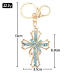 Wholesale Metal Rhinestone Cross Keychain Small Keychain Charm Car Bag Key Chain Accessories Gift - Image 3