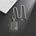 Wholesale Titanium Steel Cross Pendant Necklace Men Religious Prayer Jewelry Minimalist Square Cross Charm Necklace - Image 2