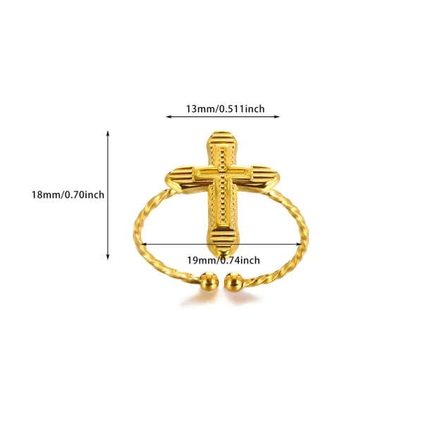 Wholesale Stainless Steel Cross Ring Double Layer Band Ring Women Fashion Jewelry Gold Color Antique Rings