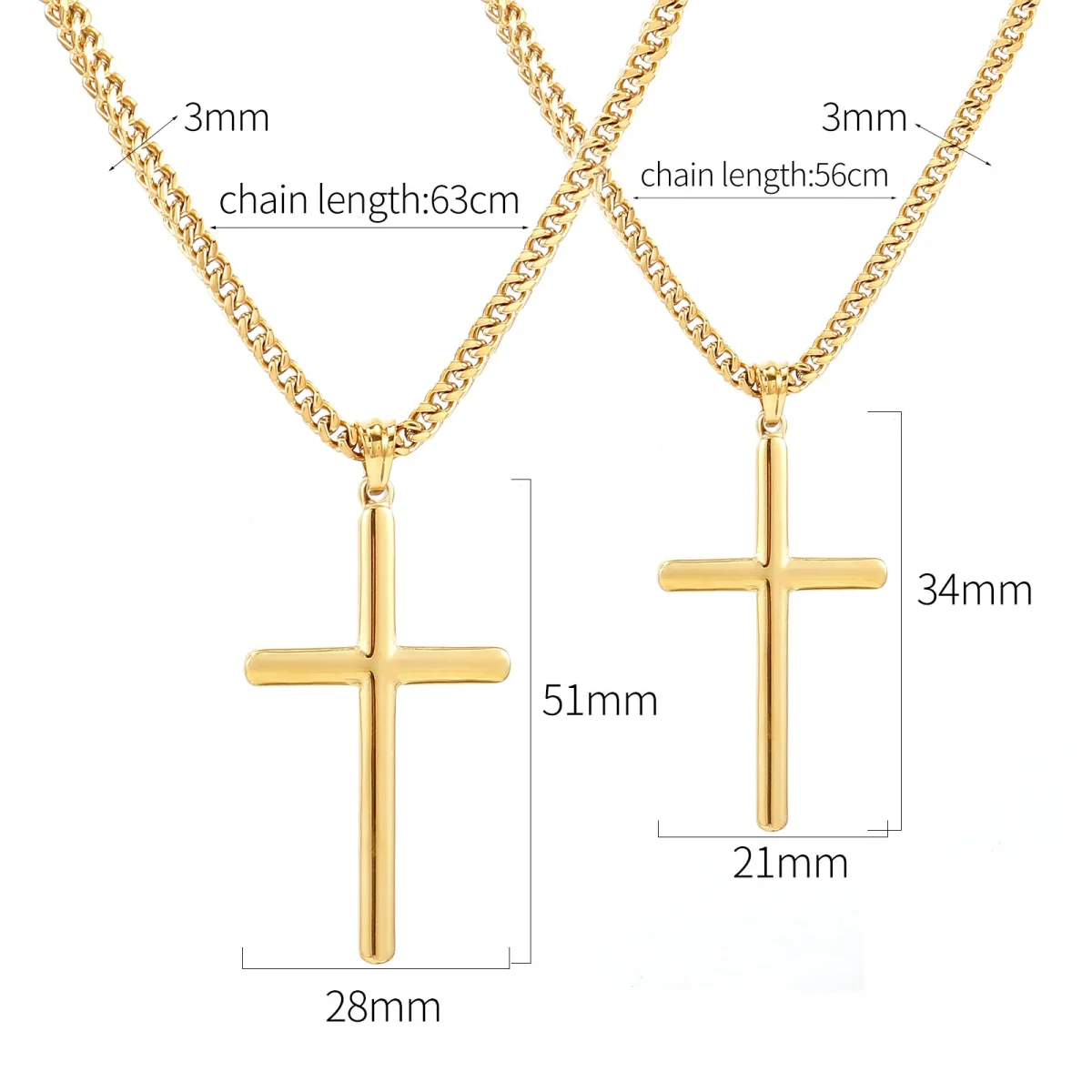 Wholesale Stainless Steel Cross Pendant Necklace Titanium Steel Gold Plated Men Women Fashion Jewelry - Image 2