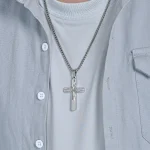 Wholesale Stainless Steel Cross Pendant Necklace Men Women Unisex Minimalist Fashion Jewelry Accessories - Image 3