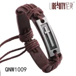 Wholesale Metal Alloy PU Leather Cross Charm Bracelet Religious Wristband Men Women Fashion Jewelry Accessories - Image 4