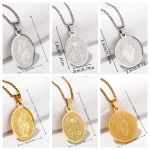 Wholesale Titanium Steel Catholic Oval Portrait Pendant Necklace Vintage Engraved Clavicle Chain Unisex DIY Jewelry Accessories - Image 2
