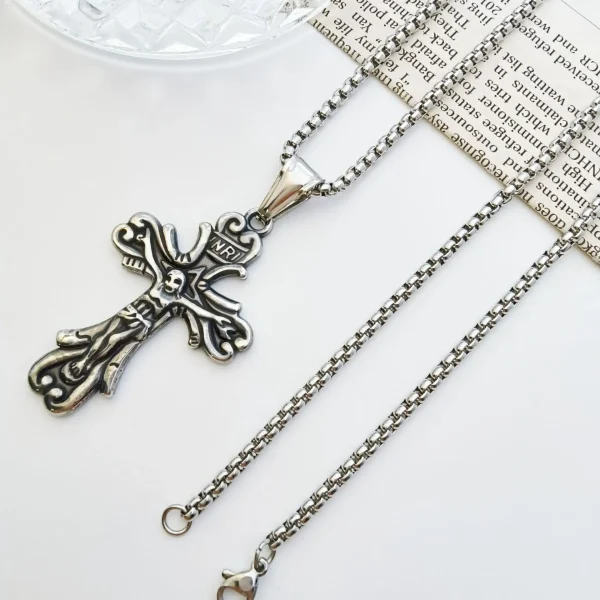 Wholesale Stainless Steel Cross Pendant Necklace Vintage Religious Jewelry Accessories Unisex DIY Gift