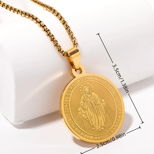 Wholesale Titanium Steel Catholic Oval Portrait Pendant Necklace Vintage Engraved Clavicle Chain Unisex DIY Jewelry Acce