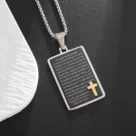 Wholesale Titanium Steel Cross Pendant Necklace Men Religious Prayer Jewelry Minimalist Square Cross Charm Necklace - Image 4