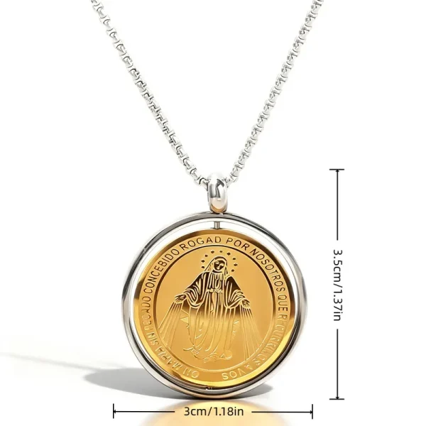 Wholesale Titanium Steel Catholic Oval Portrait Pendant Necklace Vintage Engraved Clavicle Chain Unisex DIY Jewelry Acce