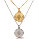 Wholesale Titanium Steel Catholic Oval Portrait Pendant Necklace Vintage Engraved Clavicle Chain Unisex DIY Jewelry Accessories - Image 3