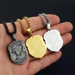 Stainless Steel Archangel Saint Michael Shield Pendant Necklace Unisex Trendy Religious Jewelry Wholesale - Image 2